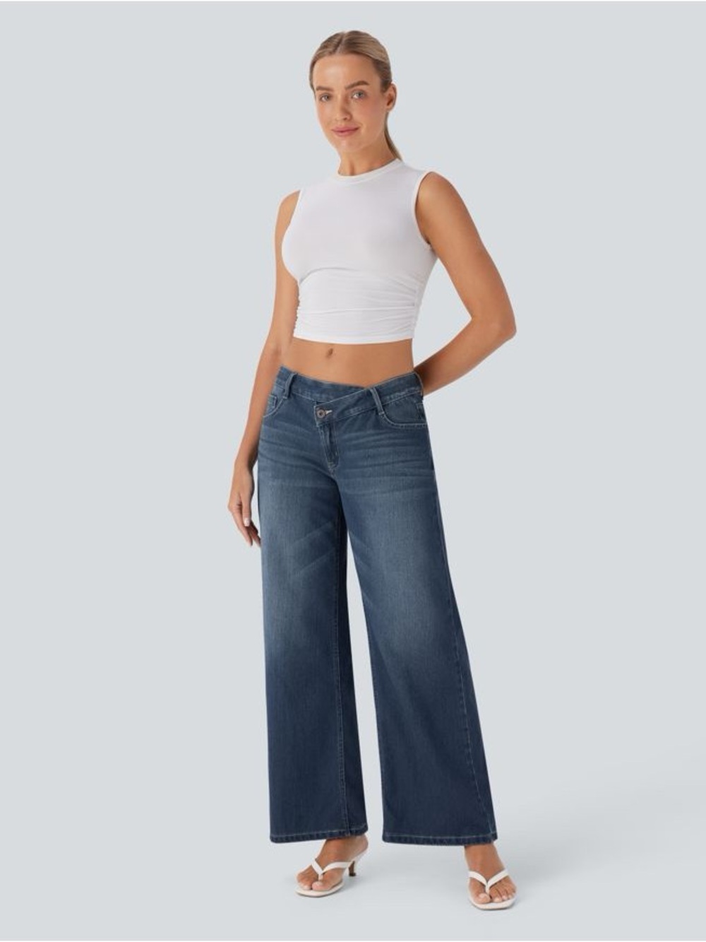 HALARA High-Rise Wide-Leg Jeans in Indigo Wash - NWT - L Regular
